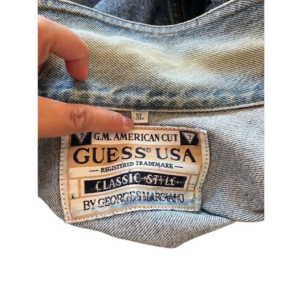 ‎Vintage Guess men’s jeans jacket size XL